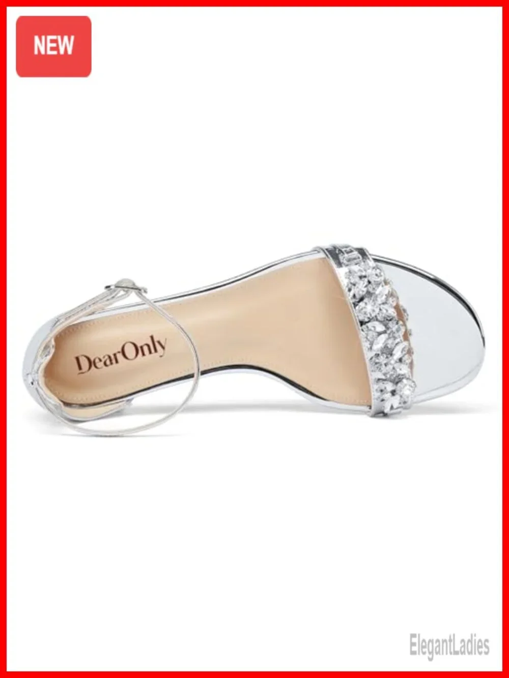 Womens Low Kitten Heel Peep Toe Ankle Strap Sandals Rhinestone Crystal Buckle